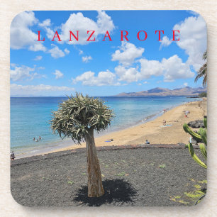Dessous de verre avec vue sur la plage de Lanzarot