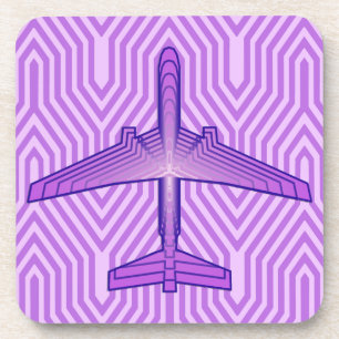 Dessous-de-verre Avion Art déco, violet violet et lavande