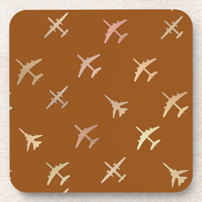 Dessous-de-verre Avions de combat, sur bronze foncé (Devant)