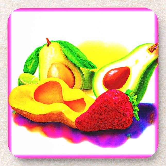 Dessous-de-verre Avocado tropical, fraise et mangue. Commandez dès  (Devant)