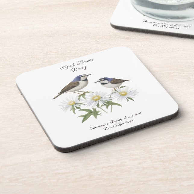 Dessous-de-verre Avril Mois de naissance Fleur Daisy Chéri Annivers (Côté gauche)