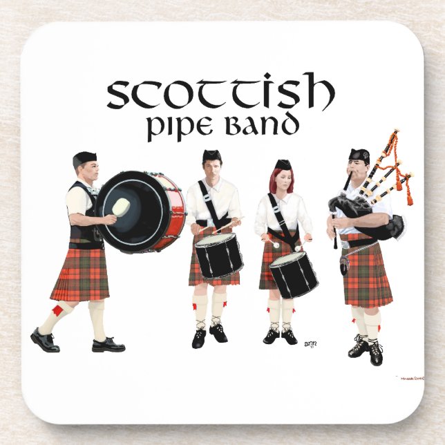 Dessous-de-verre Bagad Écossais - Kilt Rouge (Devant)