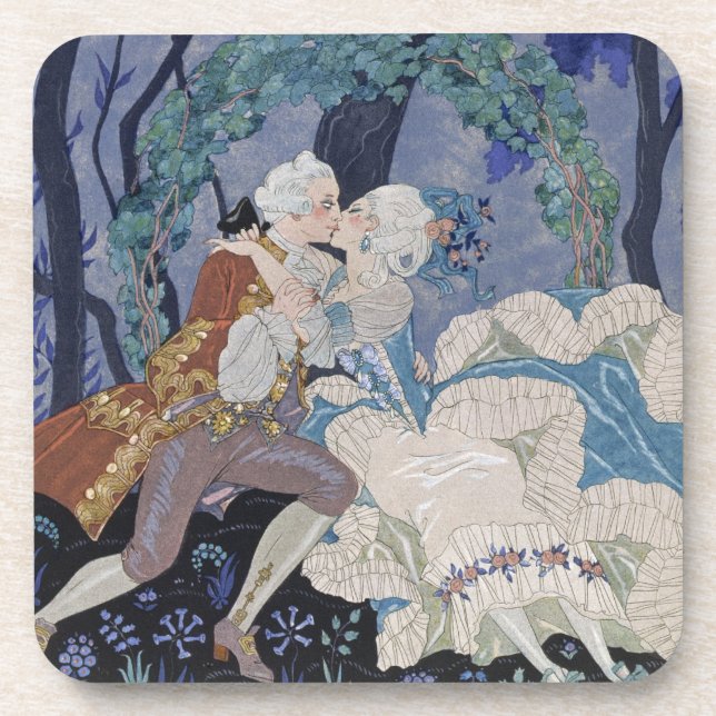 Dessous-de-verre Baiser secret, illustration pour des "fêtes (Devant)