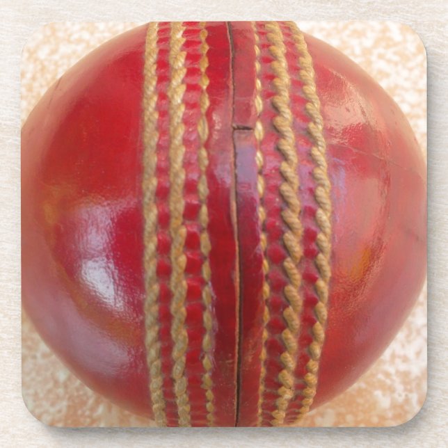 Dessous-de-verre Bal en cuir rouge de cricket international (Devant)