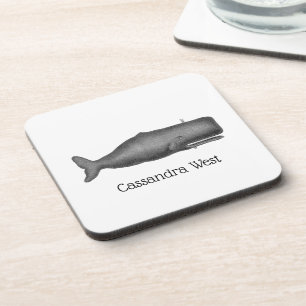 Dessous-de-verre Baleine stylisée du XIXe siècle de style vintage #