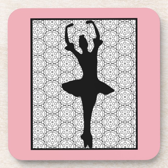 Dessous-de-verre Ballerina Silhouette sur un Motif de mandala du co (Devant)