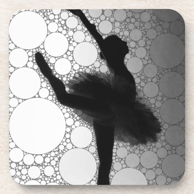 Dessous-de-verre Ballet Black Blanc Danse Ballerina (Devant)
