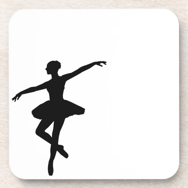 Dessous-de-verre Ballet simple Ballerina noir blanc (Devant)