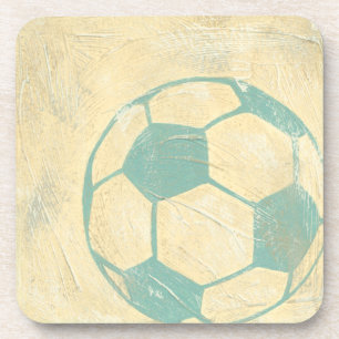 Dessous-de-verre Ballon de football bleu en pastel par Chariklia