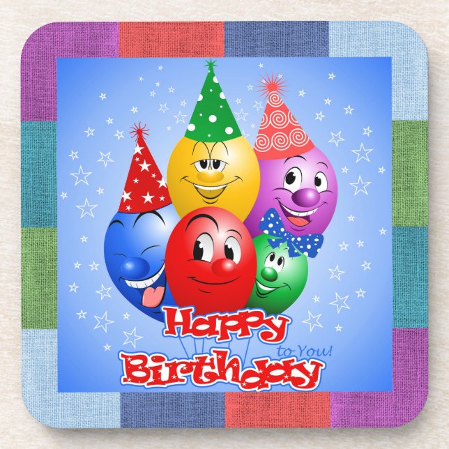 Dessous-de-verre Ballons d'anniversaire joyeux (Devant)