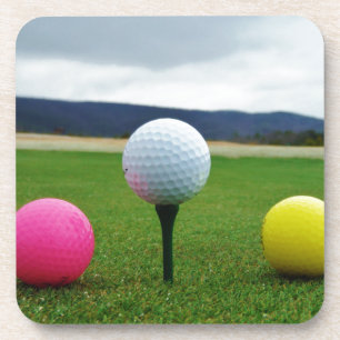 Dessous-de-verre Ballons de golf colorés, tee de montagne