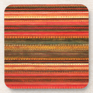 Dessous-de-verre Bande textile de matériau rayures rouge orange et