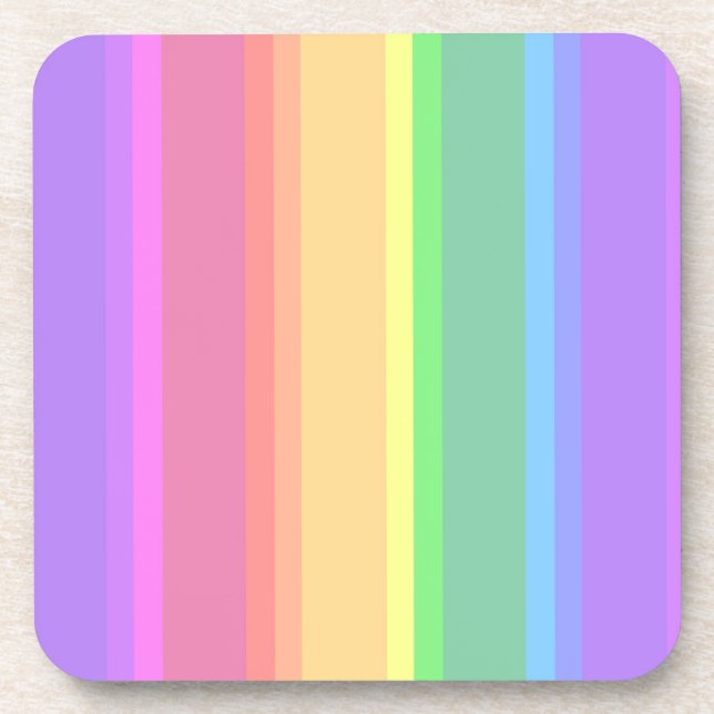 Dessous-de-verre Bandes arc-en-ciel pastel (Devant)