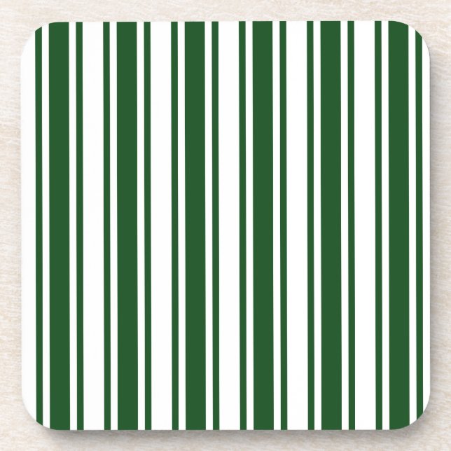Dessous-de-verre Bandes de bonbons vert foncé et blanc (Devant)