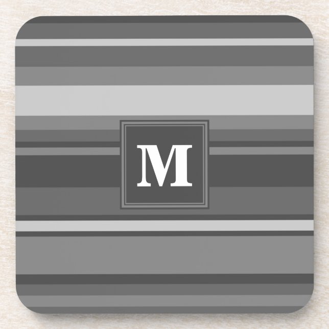Dessous-de-verre Bandes gris monogramme (Devant)