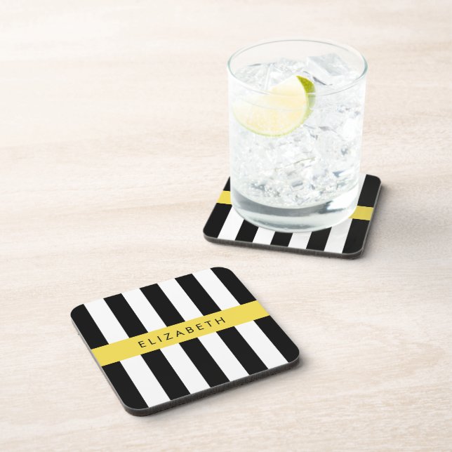 Dessous-de-verre Bandes noires et blanches, Gravées, Lignes, Votre  (Côté Droit)