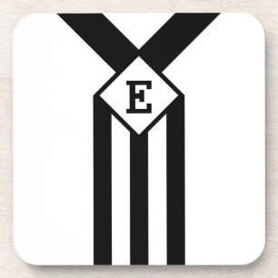 Dessous-de-verre Bandes noires et Chevrons avec Monogramme sur blan