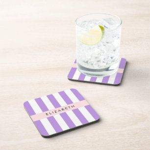 Dessous-de-verre Bandes Violettes, Motif Gratté, Lignes, Votre Nom