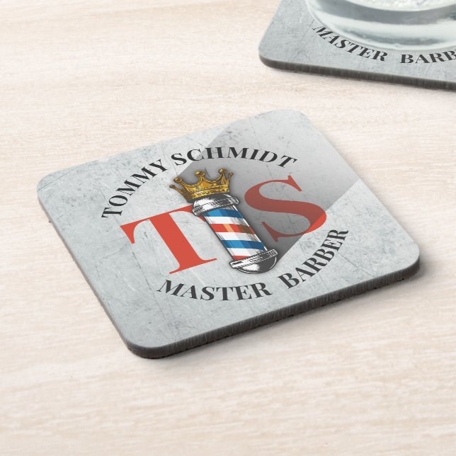 Dessous-de-verre Barber Hair Shop King Crown Barber Pole Hair Salon (Côté gauche)