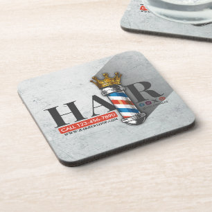 Dessous-de-verre Barber Hair Shop King Crown Barber Pole Hair Salon