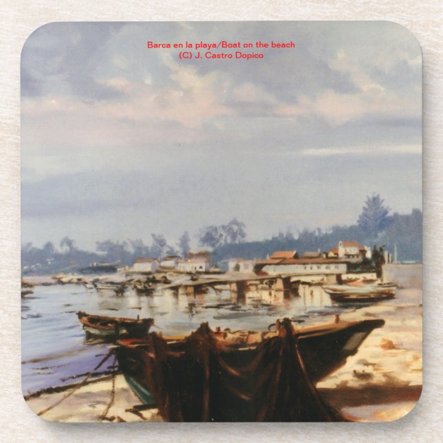 Dessous-de-verre Barque sur la plage (Devant)