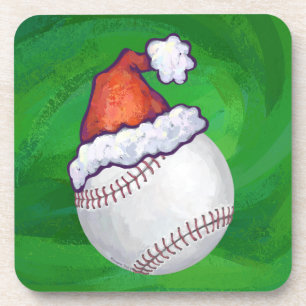 Dessous-de-verre Baseball à Santa Hat sur Green