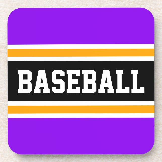 Dessous-de-verre BASEBALL Bold violet violet jaune rayures noires (Devant)