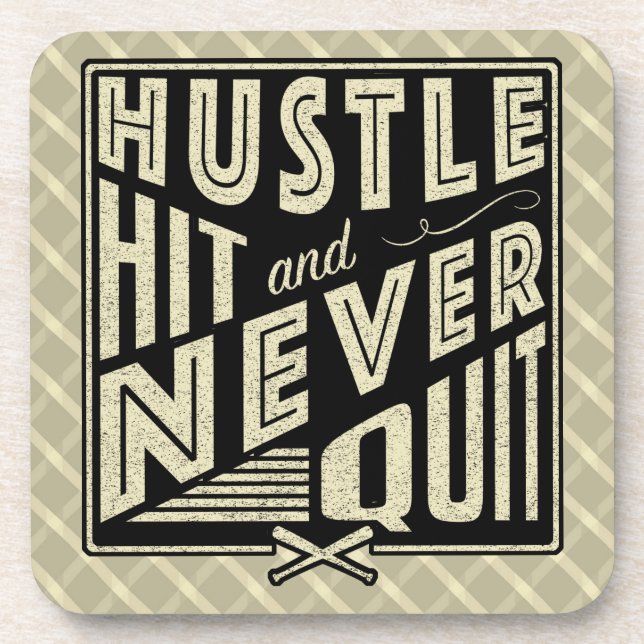 Dessous-de-verre Baseball Hustle Hit Jamais Quitter Ensemble Dessou (Devant)