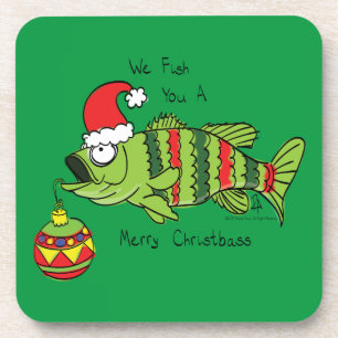 Dessous-de-verre Basse de Noël amusant Pêche Poisson Cute Cartoon