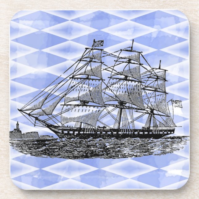Dessous-de-verre Bateau antique en bleu (Devant)