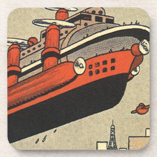 Dessous-de-verre Bateau de croisière d'hélicoptère de science-ficti