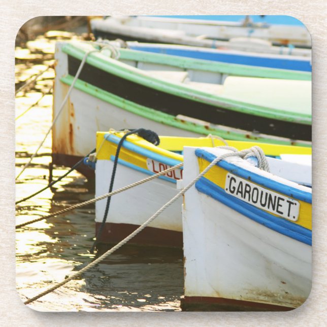 Dessous-de-verre Bateaux de pêche provençaux typiques peints en (Devant)