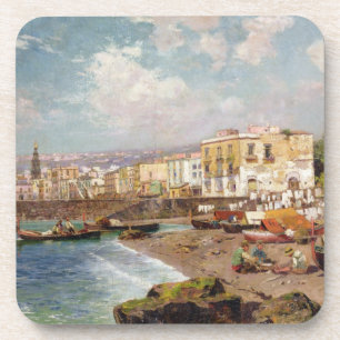 Dessous-de-verre Bateaux de pêche sur la plage chez Marinella,