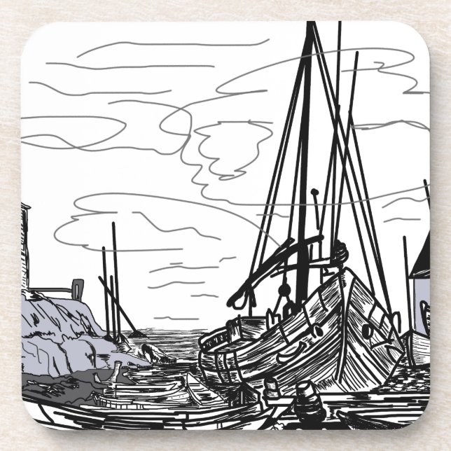 Dessous-de-verre bateaux en mer (Devant)