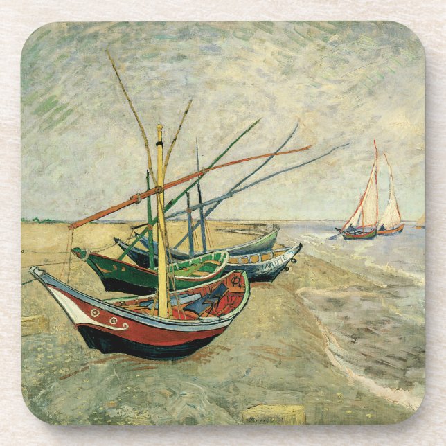 Dessous-de-verre Bateaux sur la plage de Saintes-Maries (Devant)