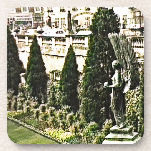 Dessous-de-verre Bath à ailes Angleterre de statue d'ange 1986 (Devant)