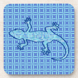 Dessous-de-verre Batik Tribal Gecko - bleu denim doux