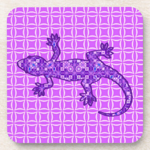 Dessous-de-verre Batik Tribal Gecko - violet et améthyste violet