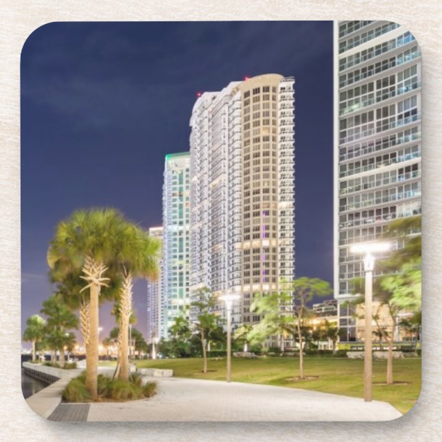 Dessous-de-verre Bâtiments le long de la rivière Riverwalk de Miami (Devant)