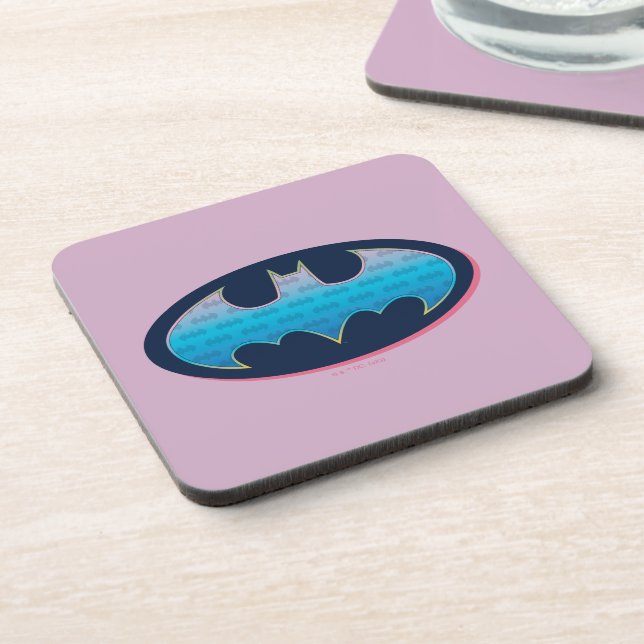 Dessous-de-verre Batman | Symbole rose et bleu (Côté gauche)