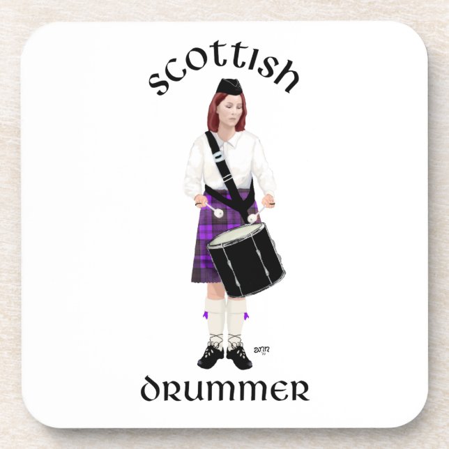 Dessous-de-verre Batteur Écossais - Kilt Violet (Devant)