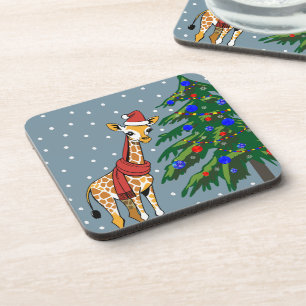 Dessous-de-verre Béanie de la jolie Giraffe et Écharpe avec sapin d