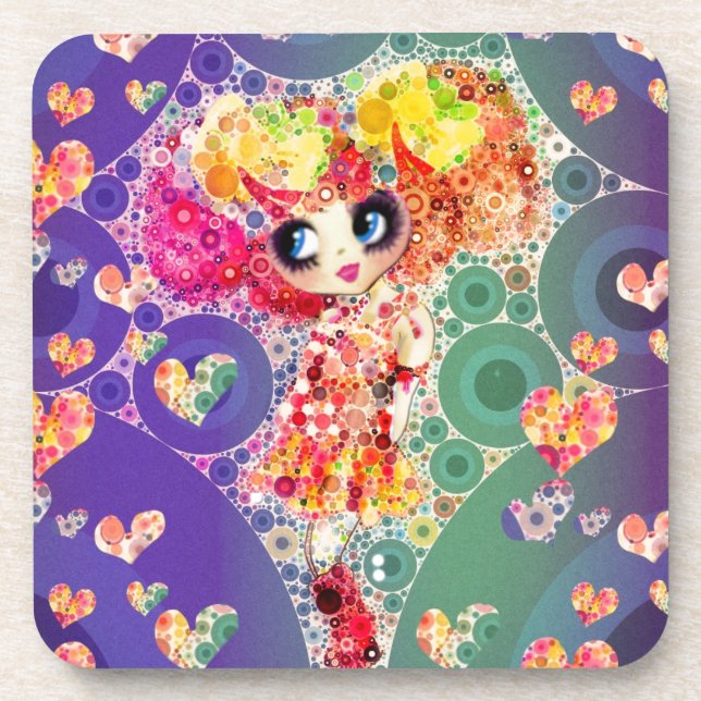 Dessous-de-verre Beau arc-en-ciel KAWAII Girl PinkyP Harajuku (Devant)