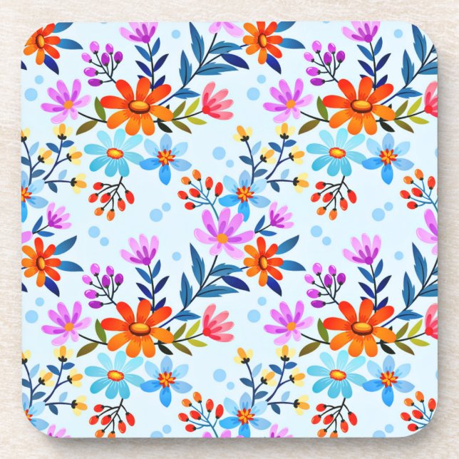 Dessous-de-verre Beau motif de fleurs et de feuilles  (Devant)