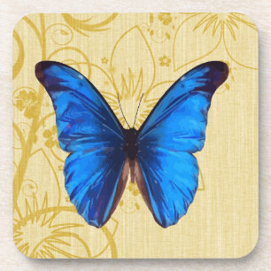 Dessous-de-verre Beau papillon bleu art Vintage