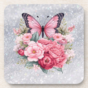 Dessous-de-verre Beau Papillon Et Fleurs