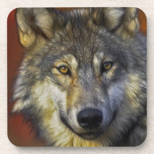 Dessous-de-verre Beau portrait artistique de loup gris