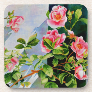 Dessous-de-verre Beau rose, roses rouges, aquarelle florale