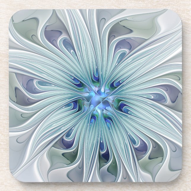 Dessous-de-verre Beauté florale Abstraite moderne Blue Pastel Flowe (Devant)