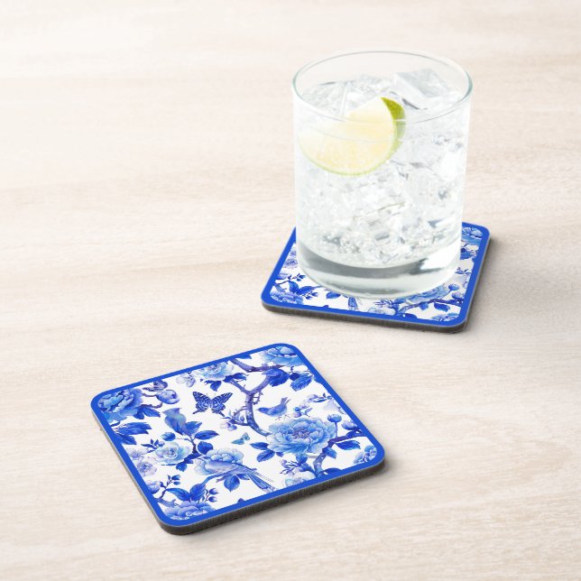 Dessous-de-verre Beauté florale bleue et blanche (Côté Droit)